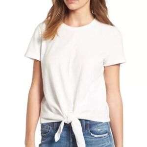 Madewell Texture & Thread Modern Tie Front Top Women's M White Short Sleeves Top